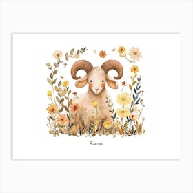 Little Floral Ram 4 Poster Art Print