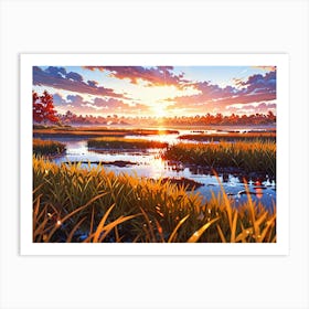 Sunset In The Marsh Art Print