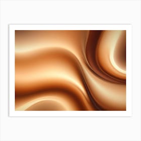 Smooth, Flowing Waves Of Golden Brown, Resembling Molten Chocolate Or Caramel, Create A Luxurious And Elegant Abstract Background Art Print