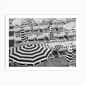 Beach Umbrellas Black And White Art Print