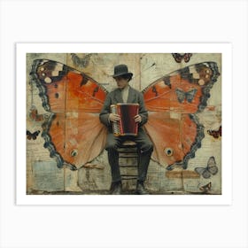 The Rebuff: Ornate Illusion in Contemporary Collage. Man Playing An Accordion Art Print