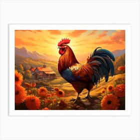 Sunrise Rooster 12 Art Print