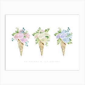 Hydrangea Floral Cones Art Print
