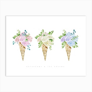 Hydrangea Floral Cones Art Print