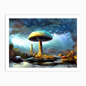 Alien Mushroom In The Forest Art Print