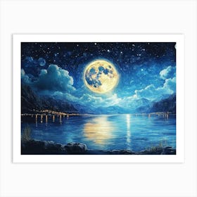 3d Modern Art Night Landscape Art Print