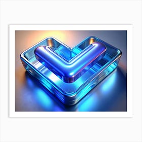 Shiny, Blue Checkmark Icon In A Silver Frame Art Print