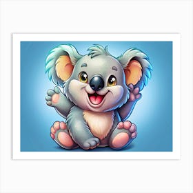 Adorable Cartoon Koala Waving Hello Art Print