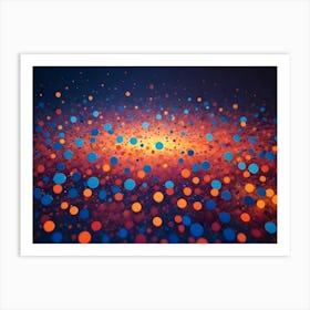 Abstract Bokeh Background With A Burst Of Colorful Circles In Orange, Blue, And Yellow Hues Art Print