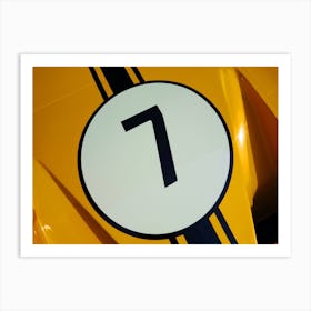 Number Seven On A Yellow Race Car Art Print