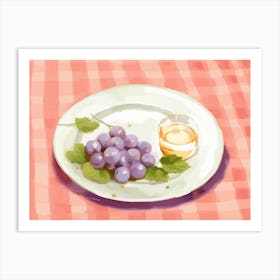 A Plate Of Grapes, Top View Food Illustration, Landscape 3 Art Print