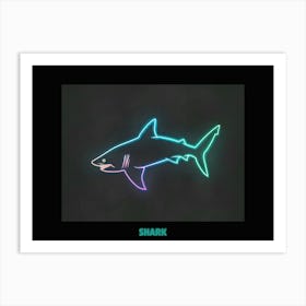 Neon Sign Inspired Shark 6 Poster Art Print
