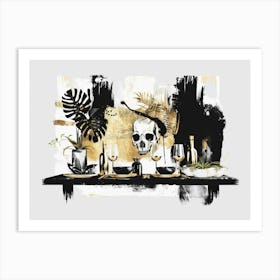 Skull And Wine Art Print