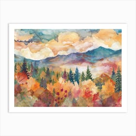 Watercolor Of The Smoky Mountains Art Print