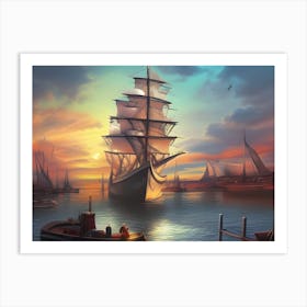 Ship In The Harbor Art Print