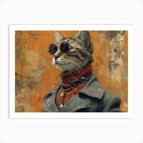 Absurd Bestiary: From Minimalism to Political Satire.Steampunk Cat Art Print