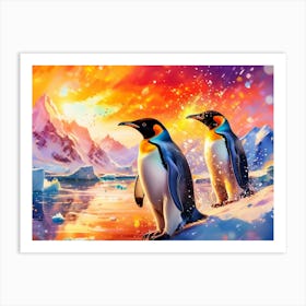 Penguins In The Arctic Art Print