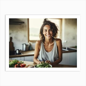 Healthy Woman In Kitchen 8 Art Print