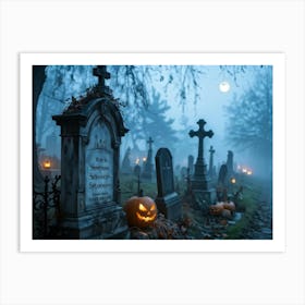 Halloween Theed Wedding Announcement Fog Enshrouds A Dilapidated Signboard Proclaiming The Union Of (1) Art Print