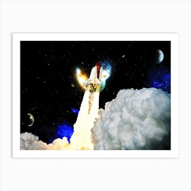 Space shuttle, Mars - liftoff — space poster, space art, photo poster, space collage Art Print