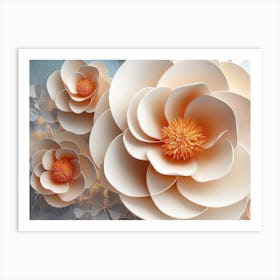 3D Paper Flowers Art Print