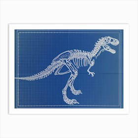 Oviraptor Skeleton Hand Drawn Blueprint 2 Art Print