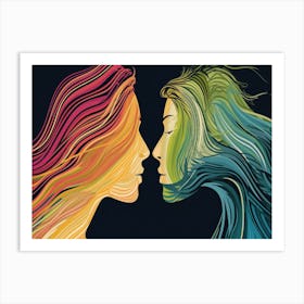 Two Women Kissing Art Print