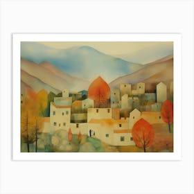 Village In Autumn Art Print