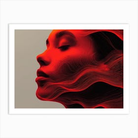 Glowing Enigma: Darkly Romantic 3D Portrait: Flames Of Fire Art Print