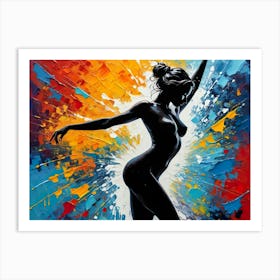 Oil Painting Naked woman with abstract background - Acrylic oil painting #6 Art Print