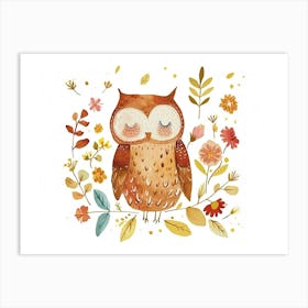 Little Floral Owl 3 Art Print