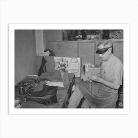 Threading Needle To Sew Uppers Of Boots Together, Boot Shop, Alpine, Texas By Russell Lee Art Print