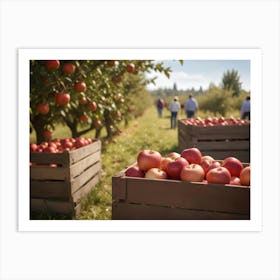 Crates Of Red Apples In An Orchard 14 Art Print