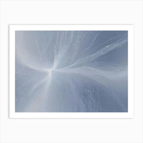 Abstract Digital Art Portraying A Delicate, Ethereal White Network Of Swirling Lines Resembling A Web, Nebula, Or A Flow Of Energy Art Print