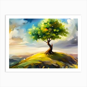 Tree On A Hill Art Print