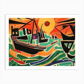 Boats In The Harbor Art Print