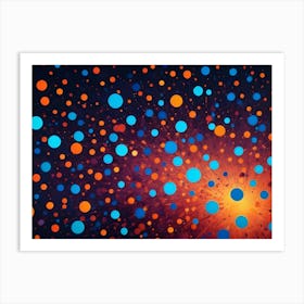 Abstract Background With A Burst Of Colorful Circles On A Dark Background Art Print