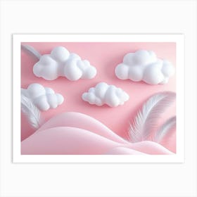 Pink Clouds With Feathers Poster