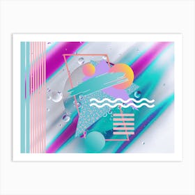 Memphis Pattern Retro Vaporwave Color 80s Artwork Art Print