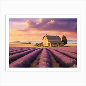 Lavender Field At Sunset Paintings Art Print 1 Art Print