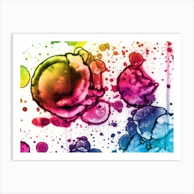 Watercolor Abstraction Colored Eclipse Of The Sun Art Print