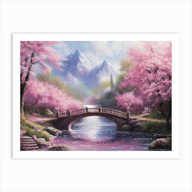 Cherry Blossom Bridge Art Print