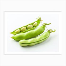 Pea Pods Isolated On White Background Art Print