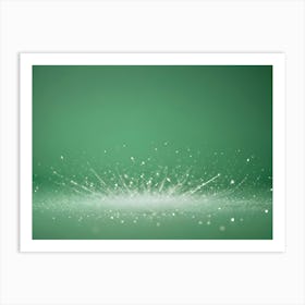 Sparkling Silver Glitter Explosion On Green Background Art Print