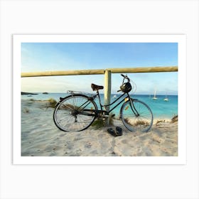 Bicycle By Beach Fence Art Print