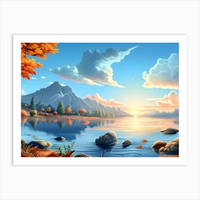 Autumn Lake's Sunset Art Print