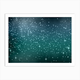 Teal Tones Shining Star Background Art Print