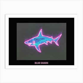 Neon Pink Blue Shark Poster 4 Art Print