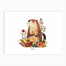 Little Floral Otter 3 Poster Art Print