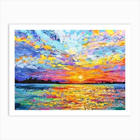 Sunset Over The Water Art Print